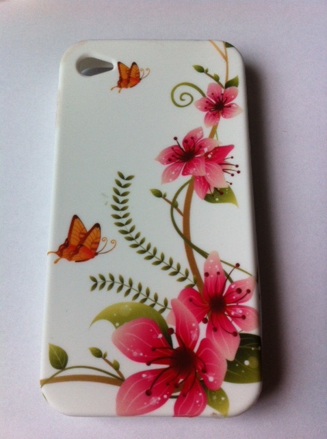 Apple Iphone 4 rubberen case oranje vlinder